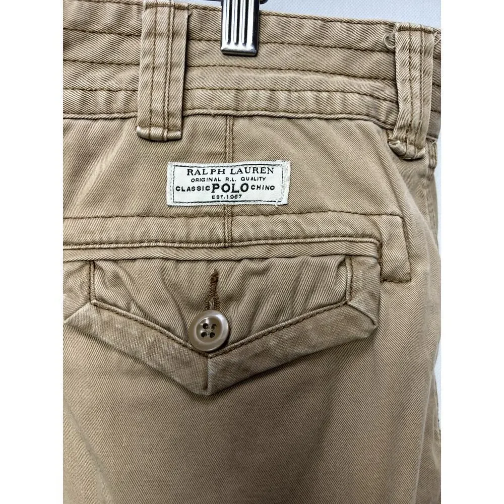 Polo Ralph Lauren Cargo Shorts Mens 40 Classic Y2k Baggy Pockets Khaki Beige